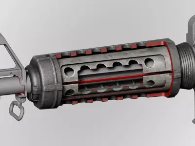 AR15 M4A1 Modular Handhuard Carbine Customizable Low-poly 3D model