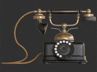 Vintage old rotary telephone 3D model