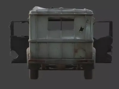 WWI Military Ambulance Wreckage Low-poly 3D model