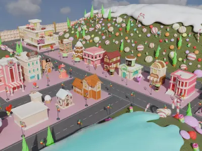 Candy Land Village 3D model purchase