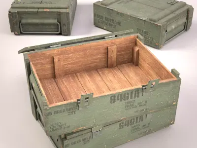 Wooden Grenade box Low-poly 3D model