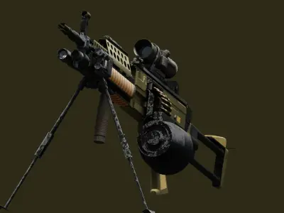 Tactical Light Machine Gun LMG Low-poly 3D model