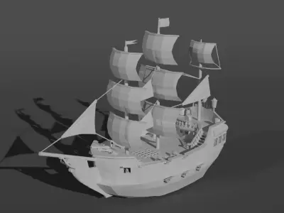 Pirate Ship Low Poly Low-poly 3D model