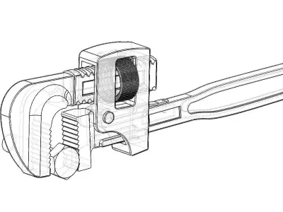Adjustable Pipe Wrench with Bolt 3D Model  Low-poly 3D model
