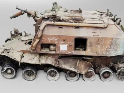 Destroyed 2S19 Msta 152 mm self-propelled howitzer 3D model purchase