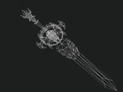 Futuristic Sword Low-poly 3D model 3
