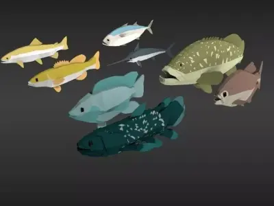 fish pack Low-poly 3D model purchase