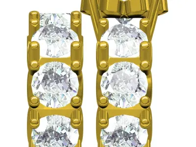 Antique Big Diamond Half Eternity Bridal Ring Set 3D print model