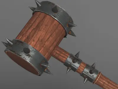Medieval mace Low-poly 3D model 12