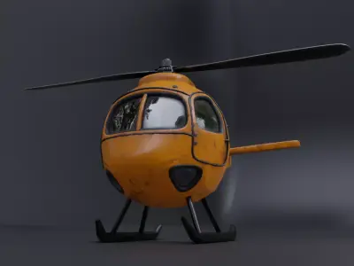 Low Poly Yellow Helicopter 3D Model for Game Ready Low-poly 3D model