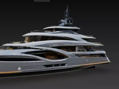 Ultra Luxury Mega Yacht 3D Model Modern Multi Deck Super Yacht 3D print model