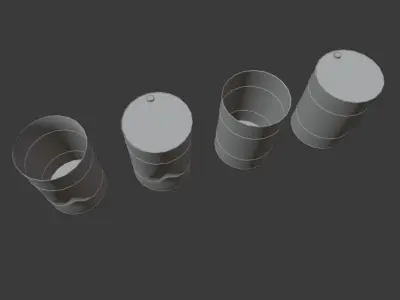 Barrel three cylinders Free low-poly 3D model