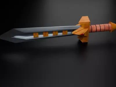 Low Poly Fantasy Sword Game Asset Low-poly 3D model