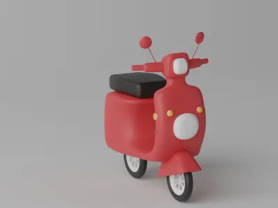 Cartoon Scooter Motorcycle 3D model