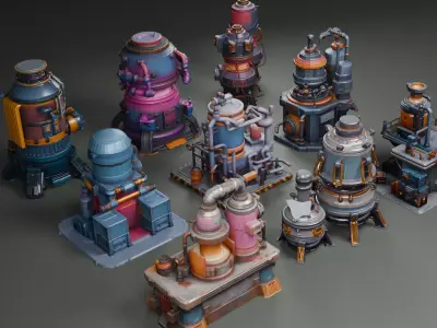 Stylized Scifi Furnaces 3D model