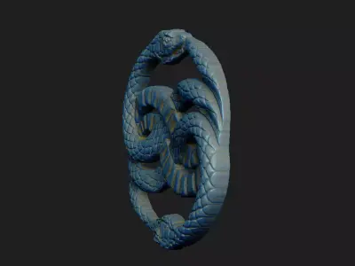 Immortal pendant double-snake intertwined-snakes cnc router 3D print model