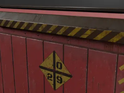 Red cargo container in a reinforced frame gameready Low-poly 3D model