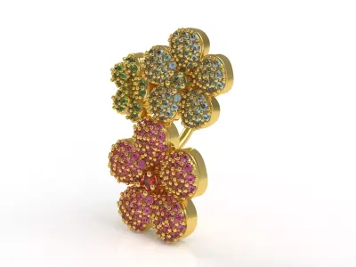 Three Flowers Pendant 3D print model