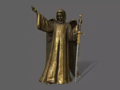 Angel bronze statue Low-poly 3D model