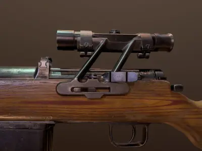 Snipe Gewehr 41 WW2 german Rifle witch scope PBR Low-poly 3D model