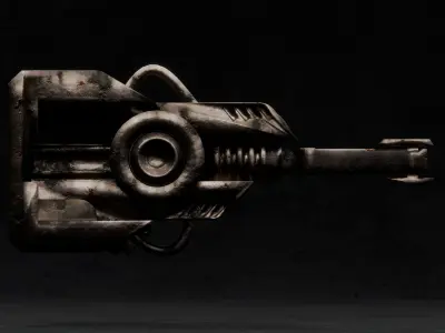 Coilgun Sci-fi Cannon Lowpoly Gameready PBR Textures Low-poly 3D model