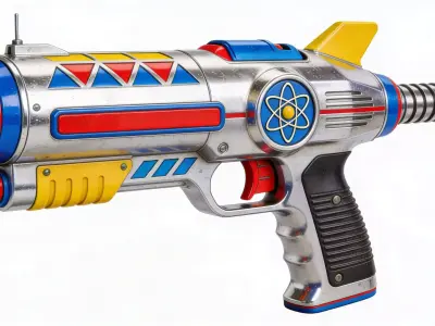 Retro Galactic Atompunk Ray Blaster 3D Model Low-poly 3D model