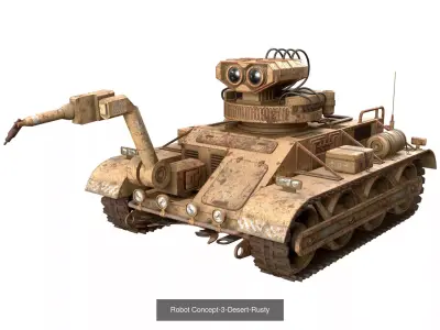 Robot Concept-3-Rusty-4 Colors 3D Model Pack
