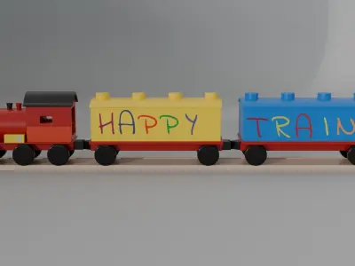Building Train Set Low-poly 3D model