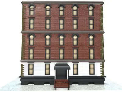 Street Building 3D Model Free low-poly 3D model