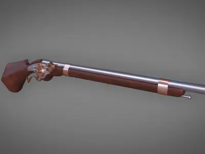 WheelLock Musket Firearm LowPoly 3D Model Low-poly 3D model