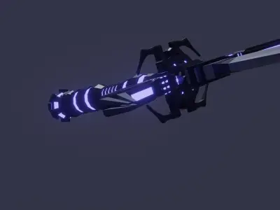 Fantasy Cybernetic Blue Sword Low-poly Game ready  Low-poly 3D model