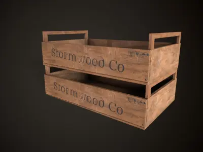 Wooden Crate-4 Low-poly 3D model
