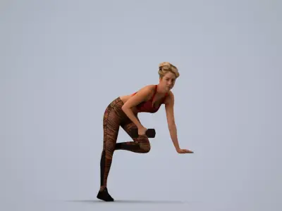 00064Maja008HN - Adult Caucasian woman exercising in 3D model
