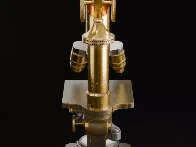 Antique Brass Microscope 3D Model  High Quality PBR Textured Low-poly 3D model