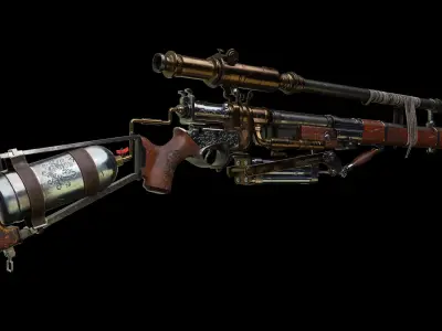 Old Steampunk Weapon Low-poly 3D model
