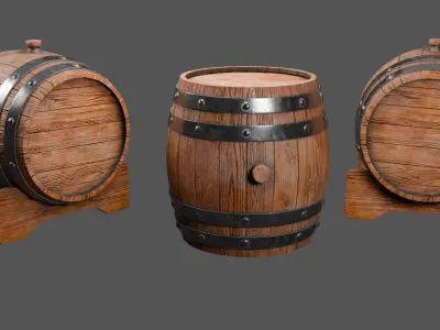 Wooden Barrel Low-poly 3D model Low-poly 3D model