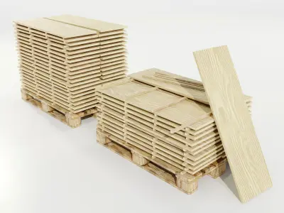 Pallet with wood slabs 3D model