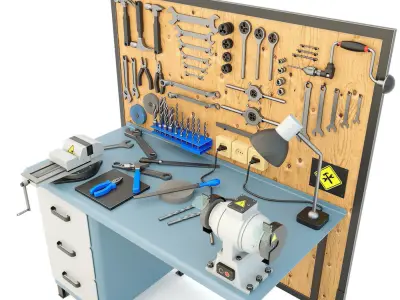 Workbench and garage tools 21 Items - Collection 2 3D model