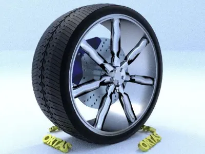 ORTAS CAR RIM 42 GAME READY RIM TIRE AND DISC 3D model