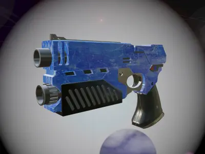 Space Pistol Blue Low-poly 3D model