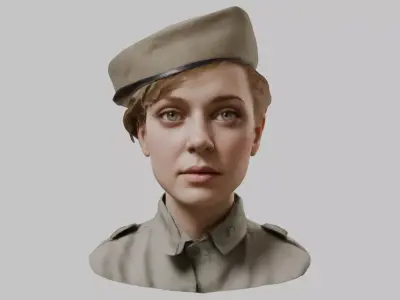 Military Female Character 3D Model Low-poly 3D model