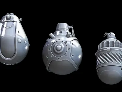 Sci-Fi Grenades Set  3D model