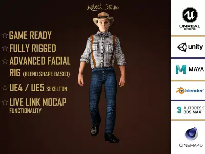 High Quality Man Old Fashion Suspender Low-poly 3D model