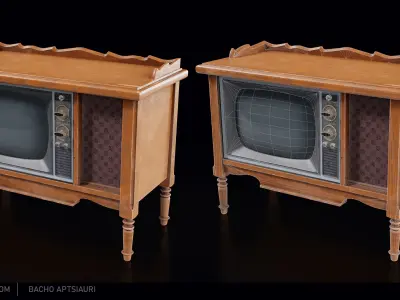 Philco Deluxe 23 TV Vintage old and worn lowpoly Low-poly 3D model