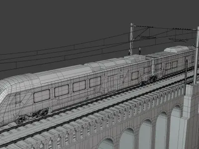 Viaduct with Hitachi HTR 412 3D model