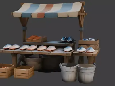 Medieval Market Asset Pack Low-poly 3D model