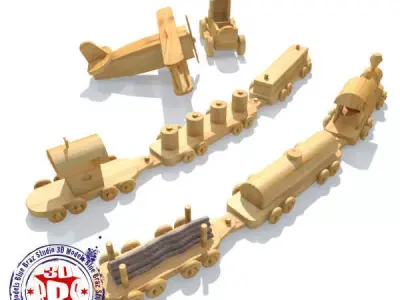 wooden toys collection 3D model