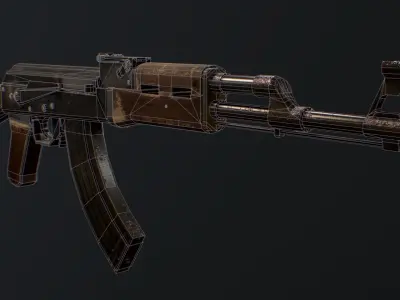 AK-47 ak - rifle Low-poly 3D model get