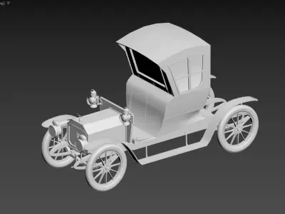 3D model of an early 20th-century automobile Low-poly 3D model