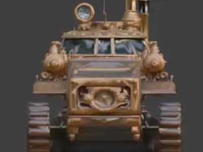 Steampunk Light Armored Vehicle 3D Model Low-poly 3D model
